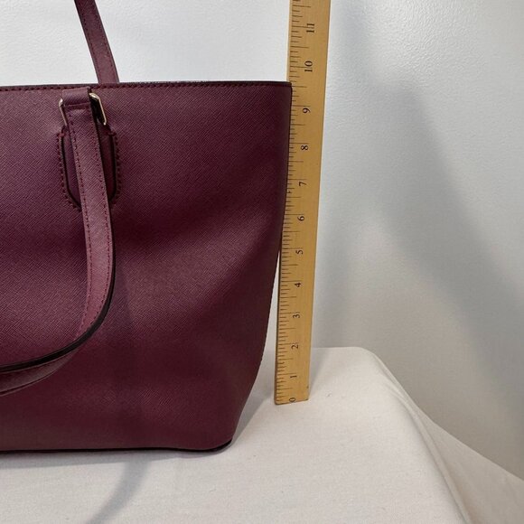 NWT Kate Spade New York Mulberry Red Leather Tote Bag With Gold Hardware & Zip C - Picture 8 of 10